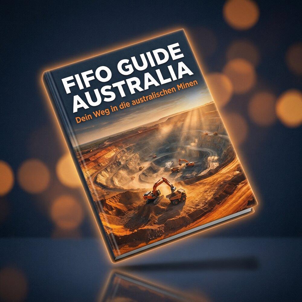 Das Cover des E-Books FIFO Guide Australien mit einer Tagebau-Mine im Abendlicht