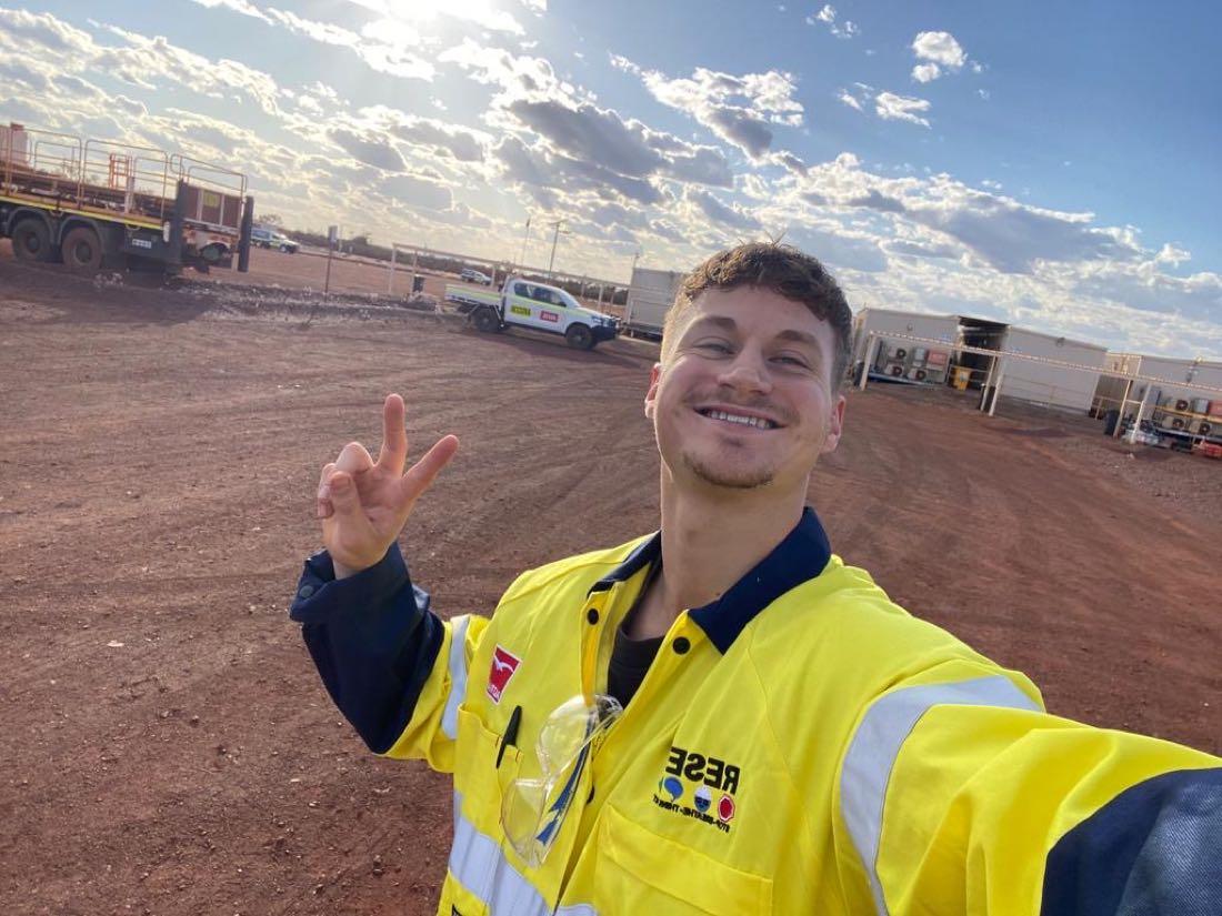 Louis Storath in hi-vis on a mine site in Western Australia